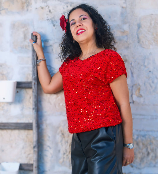 Blusa paillettes rossa ✨️👠 DANIVA