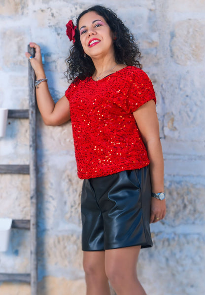 Blusa paillettes rossa ✨️👠 DANIVA